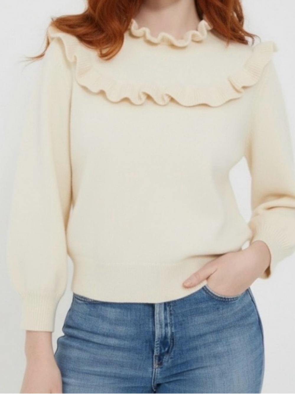 Hyacinth House Ramona Frilled Cream Sweater - Picture 14 of 14